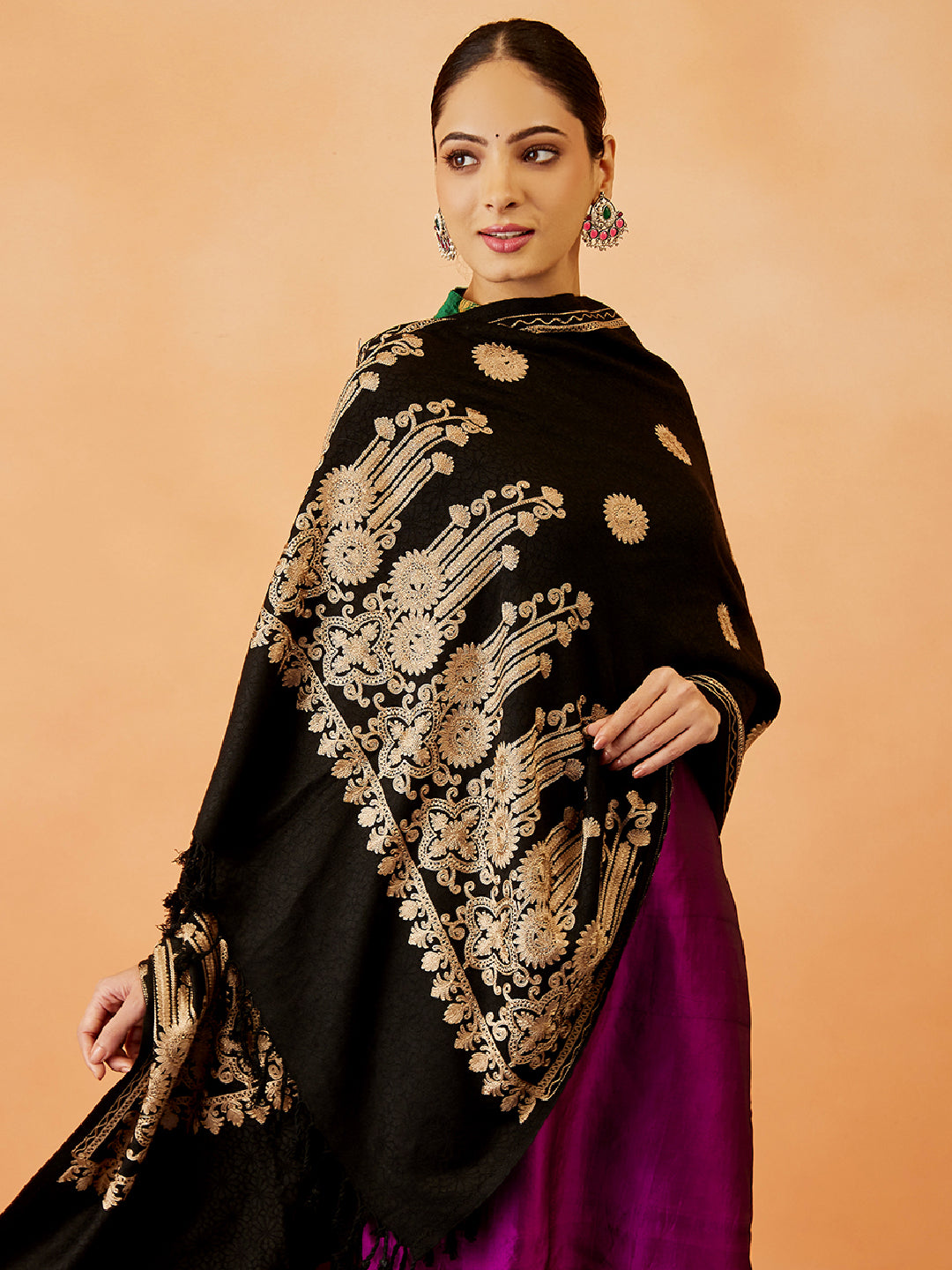 Women Nafeesa Kashmiri Aari Embroidery Stole (Size: 71x203 CM)