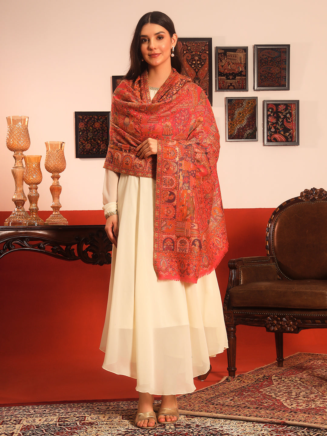 Pashmoda Women Zewar Zari Kaani Fine Wool Shawl (Size: 101X203 CM)