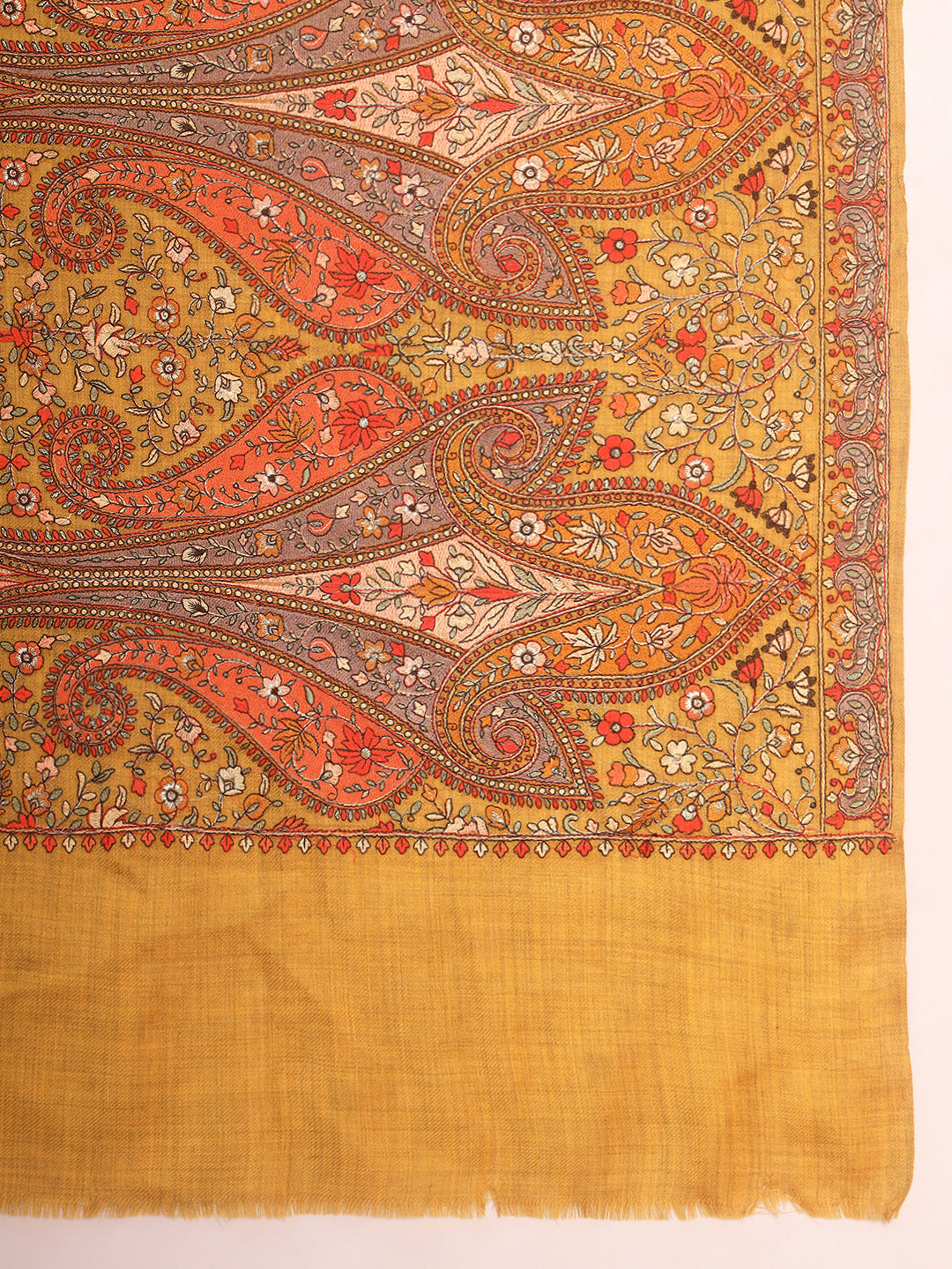 Pashmoda Women Mahnoor 100% Pure Wool Sozni Hand Embroidered Shawl (Size: 101x203 Cm)