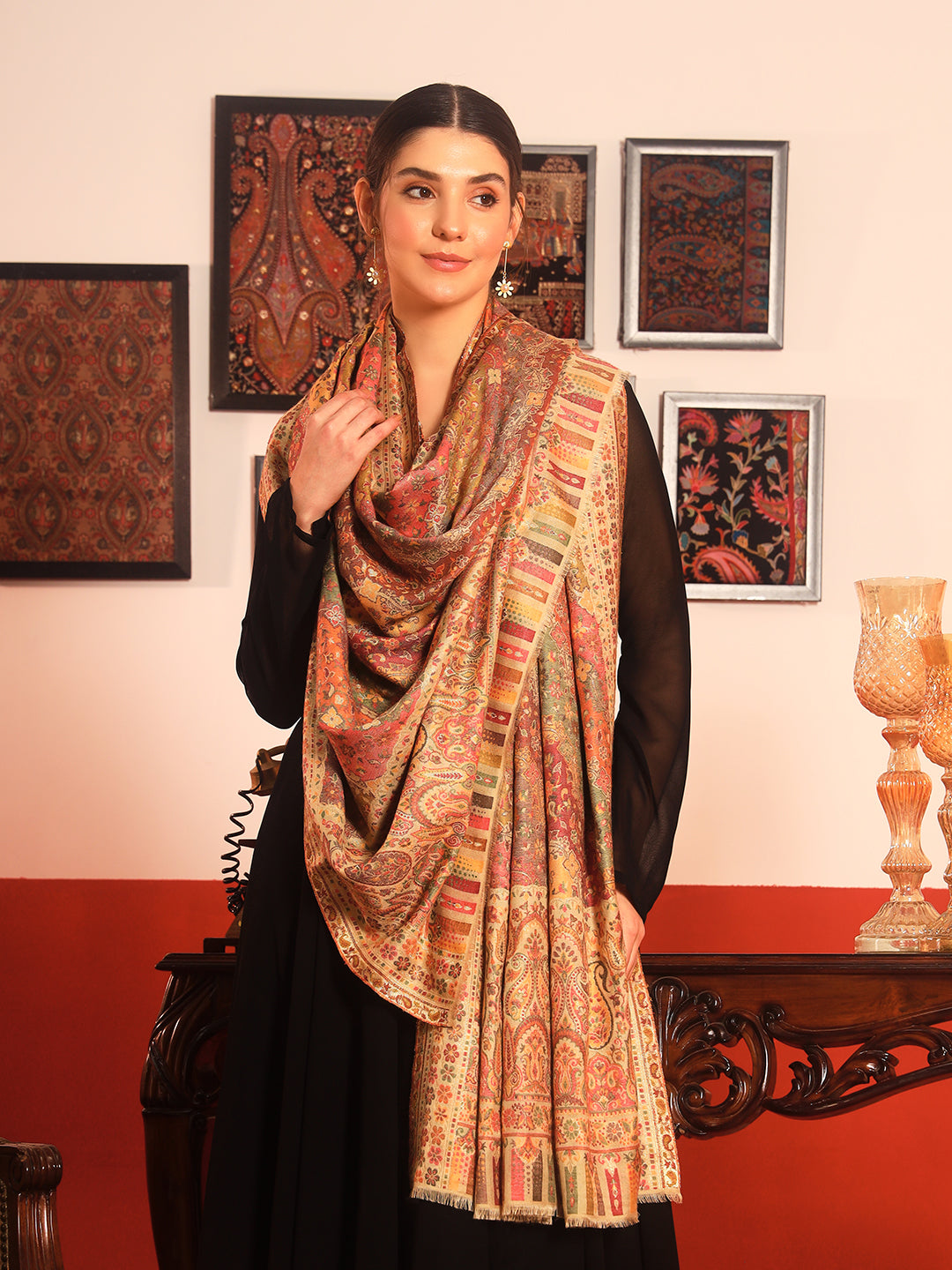 Pashmoda Women Libaas Zari Kaani Fine Wool Shawl (Size: 101X203 CM)
