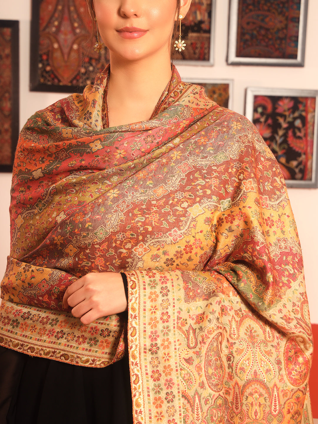 Pashmoda Women Libaas Zari Kaani Fine Wool Shawl (Size: 101X203 CM)