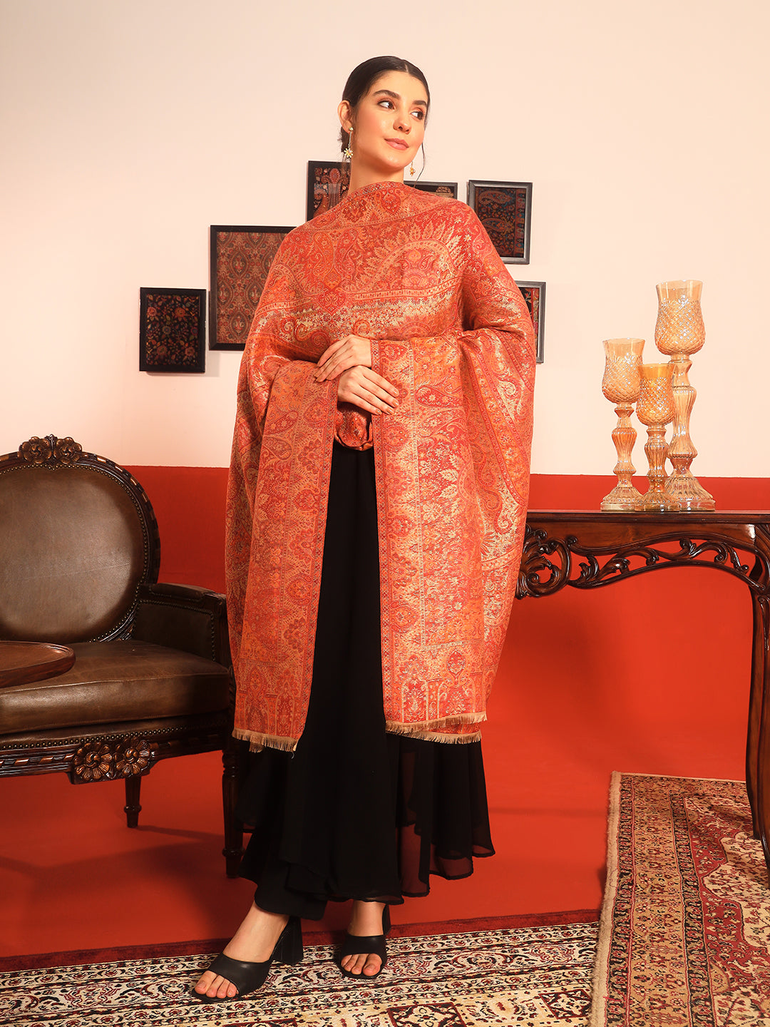 Pashmoda Women Naazneen Kaani Wool Blend Kashmiri Shawl (Size: 101X203 CM)