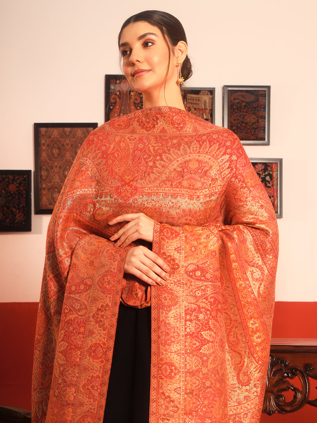 Pashmoda Women Naazneen Kaani Wool Blend Kashmiri Shawl (Size: 101X203 CM)