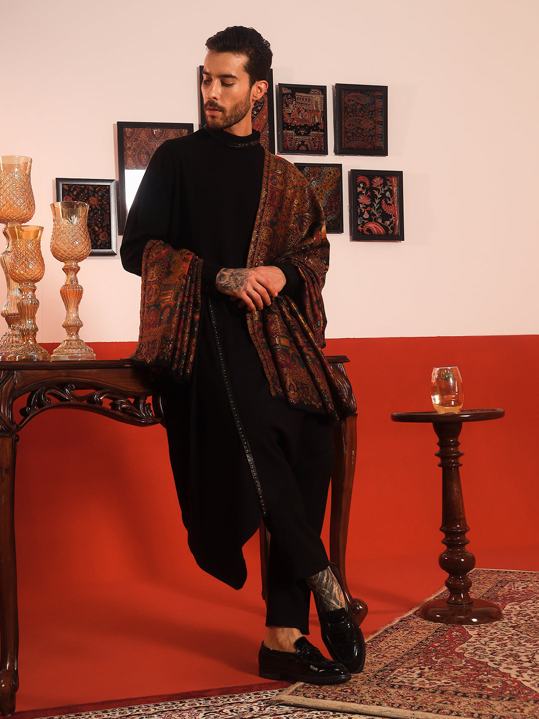 Pashmoda Men Zewar Zari Kaani Fine Wool Shawl (Size: 101X203 CM)