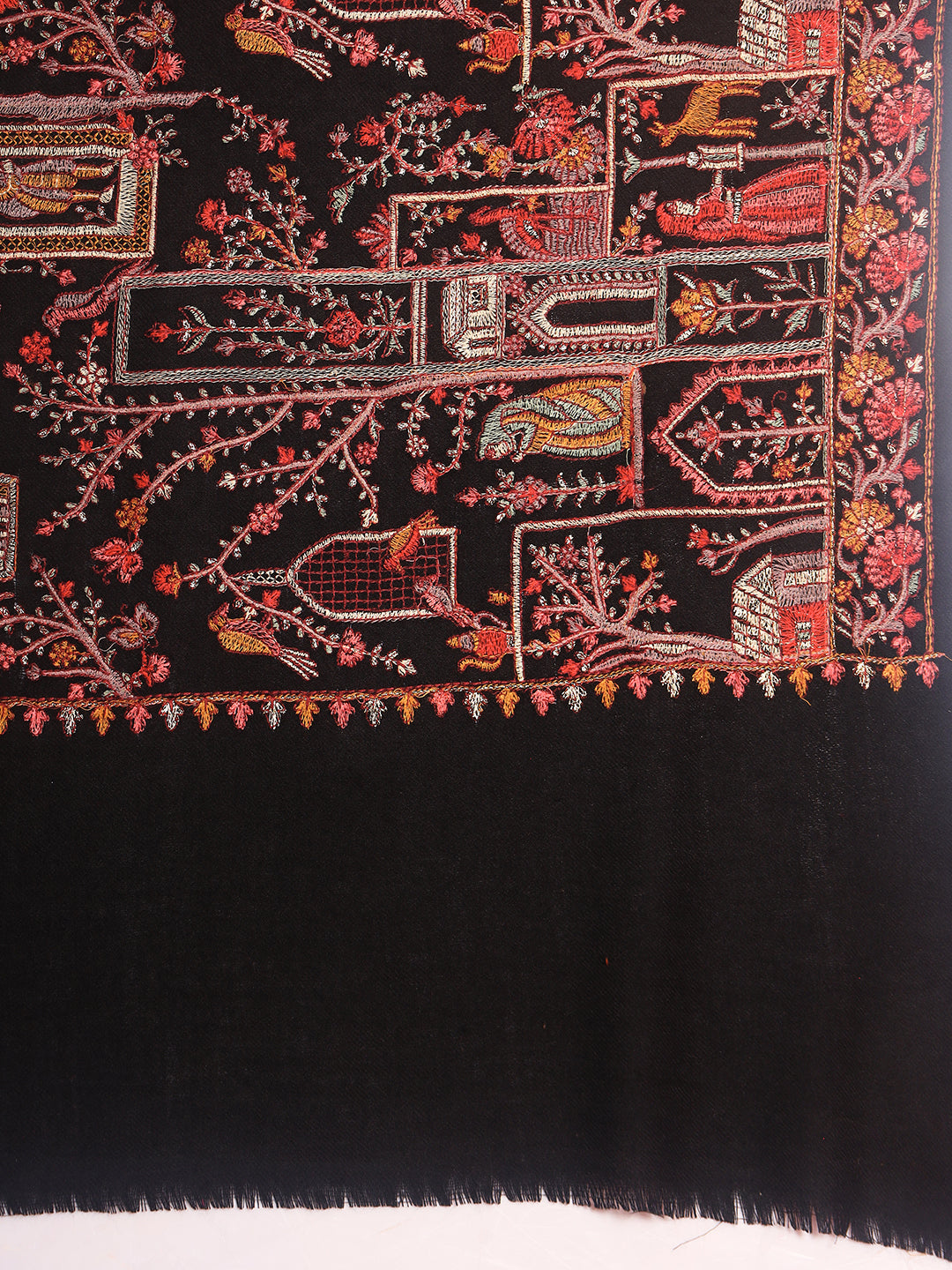 Pashmoda Men Arwina 100% Pure Wool Sozni Hand Embroidered Shawl (Size: 101x203 Cm)
