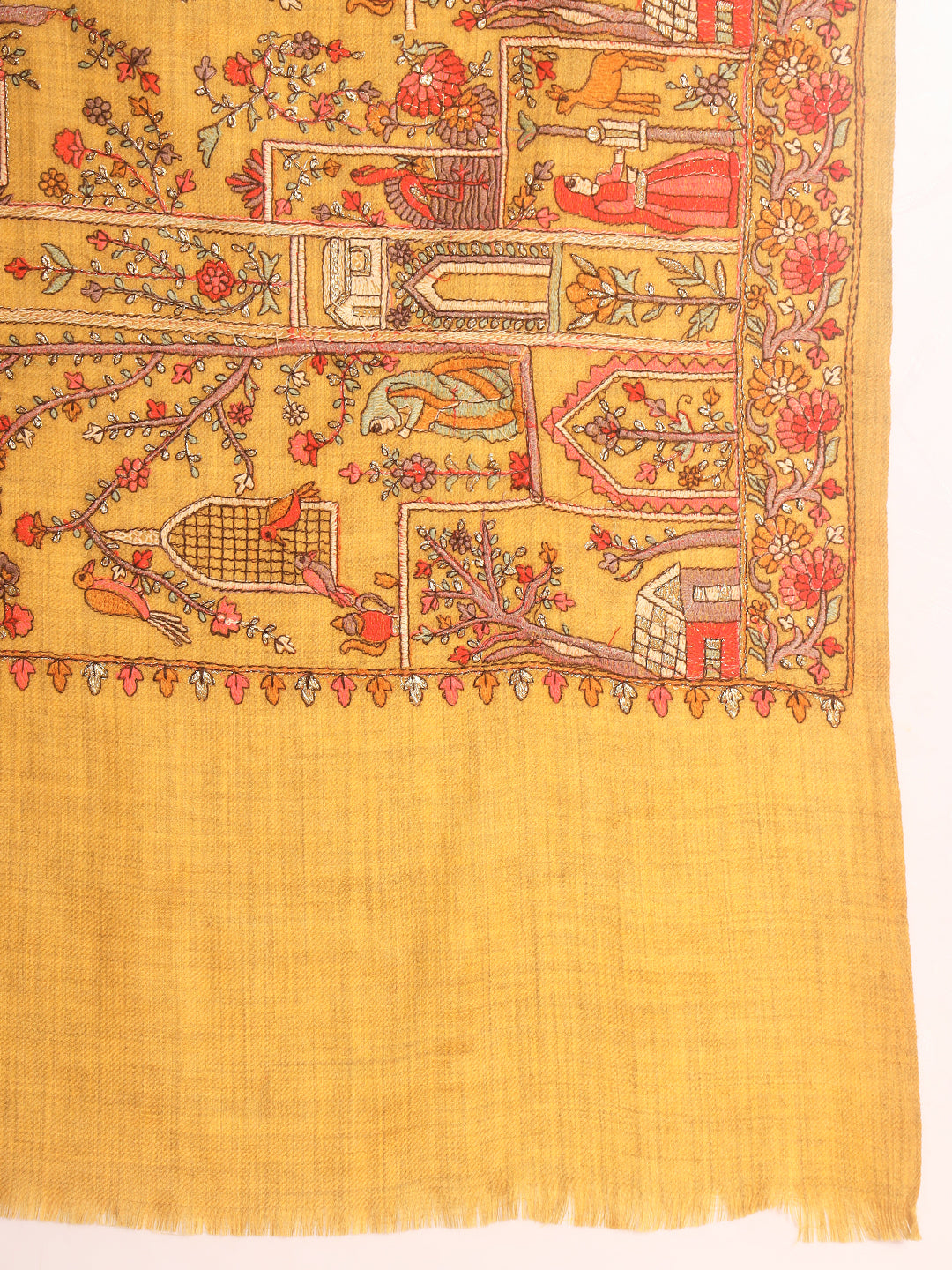 Pashmoda Men Arwina 100% Pure Wool Sozni Hand Embroidered Shawl (Size: 101x203 Cm)