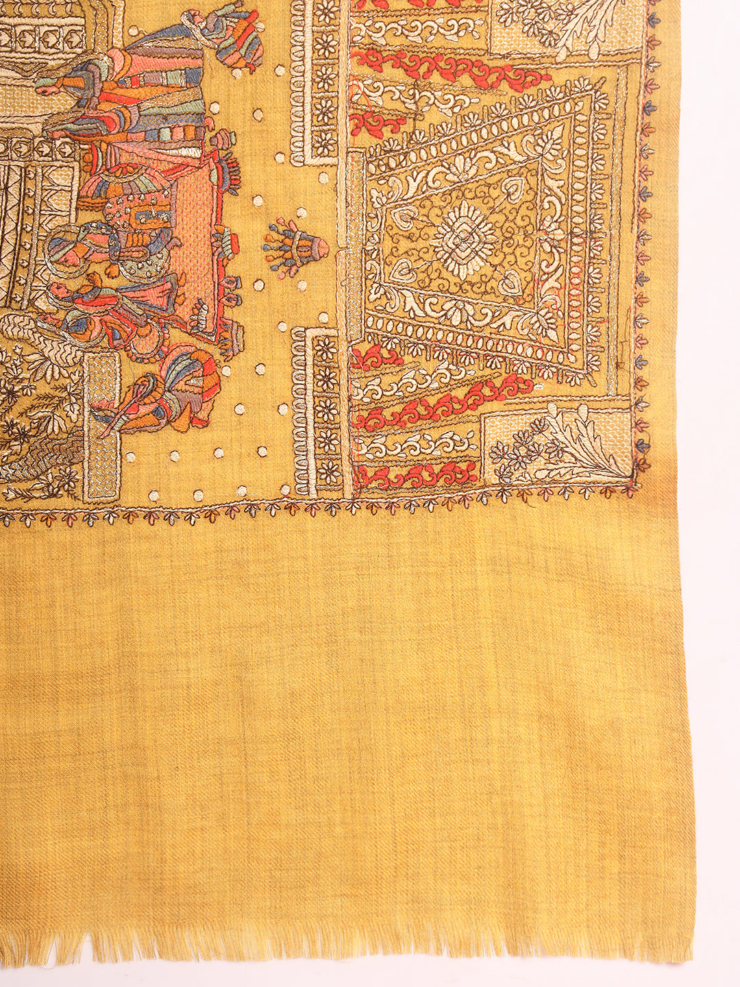 Pashmoda Men Zavian 100% Pure Wool Sozni Hand Embroidered Shawl (Size: 101x203 CM)