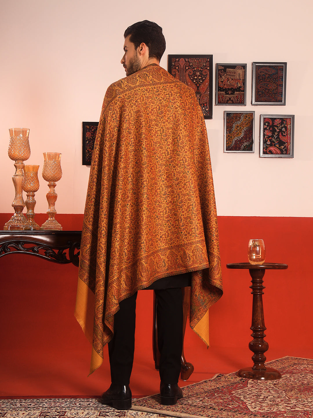 Pashmoda Men Jalwaa Kashmiri Jamawar Woven Shawl (Size: 101X203 CM)