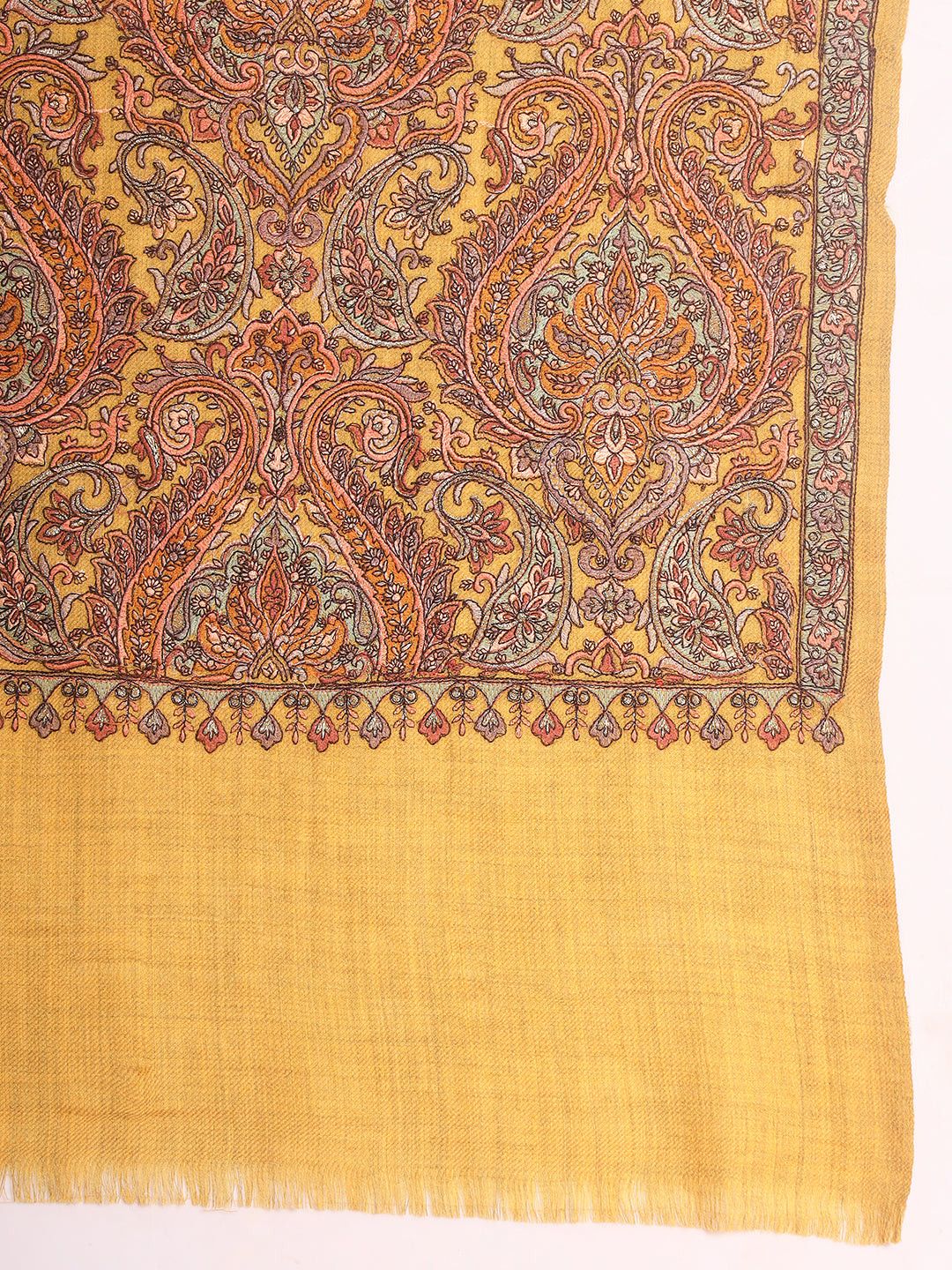 Pashmoda Men Rehnan 100% Pure Wool Sozni Hand Embroidered Shawl (Size: 101x203 Cm)