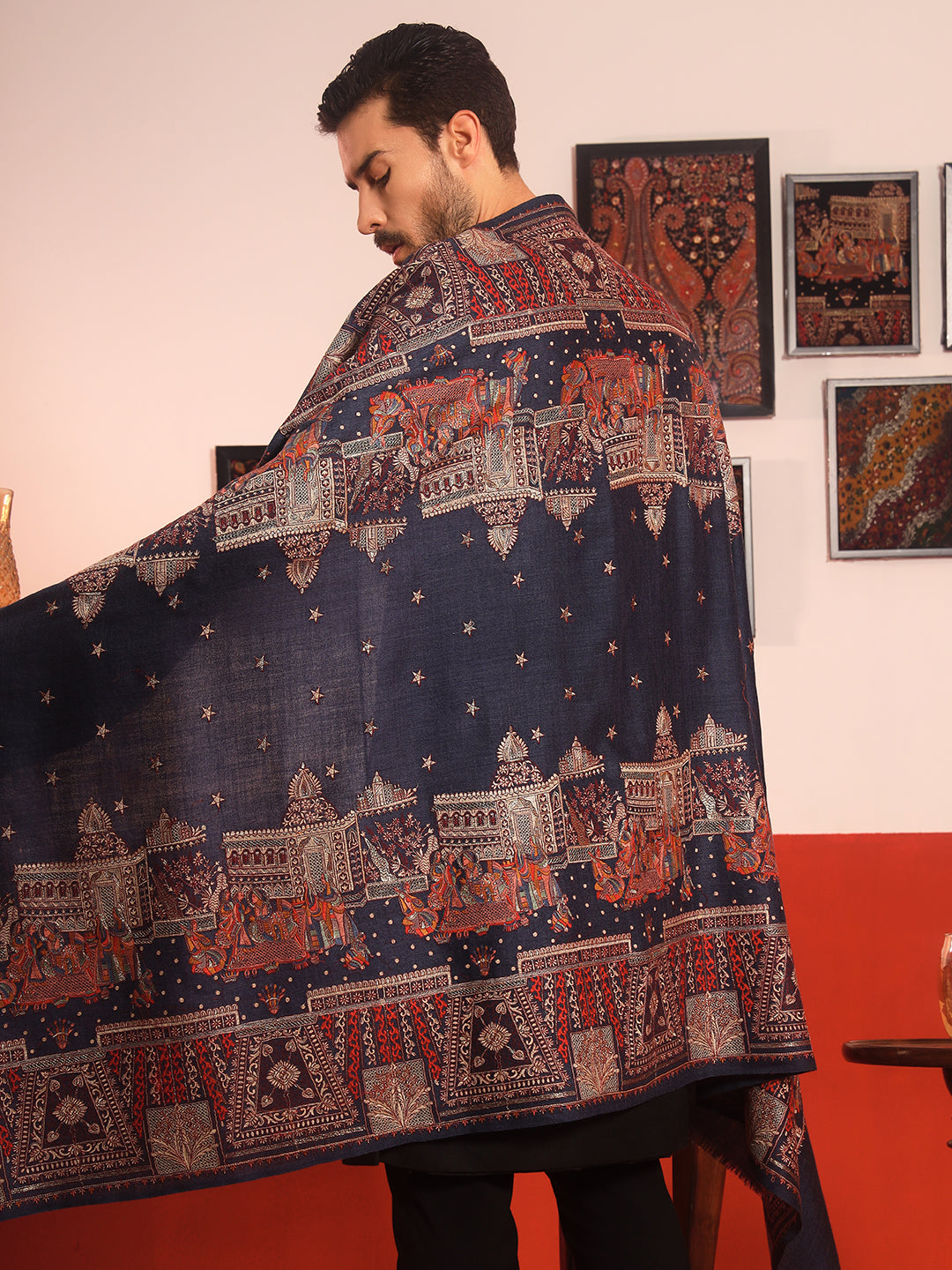 Pashmoda Women Zavian 100% Pure Wool Sozni Hand Embroidered Shawl (Size: 101x203 CM)