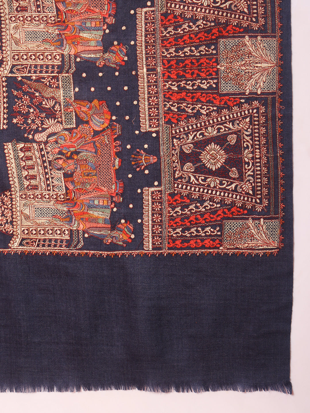 Pashmoda Women Zavian 100% Pure Wool Sozni Hand Embroidered Shawl (Size: 101x203 CM)