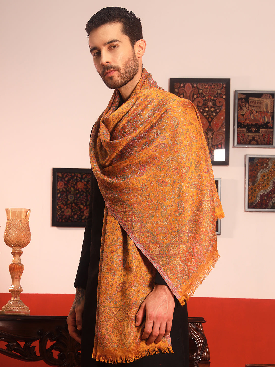 Pashmoda Men Mehrang Kaani Stole (Size : 71X203 CM)