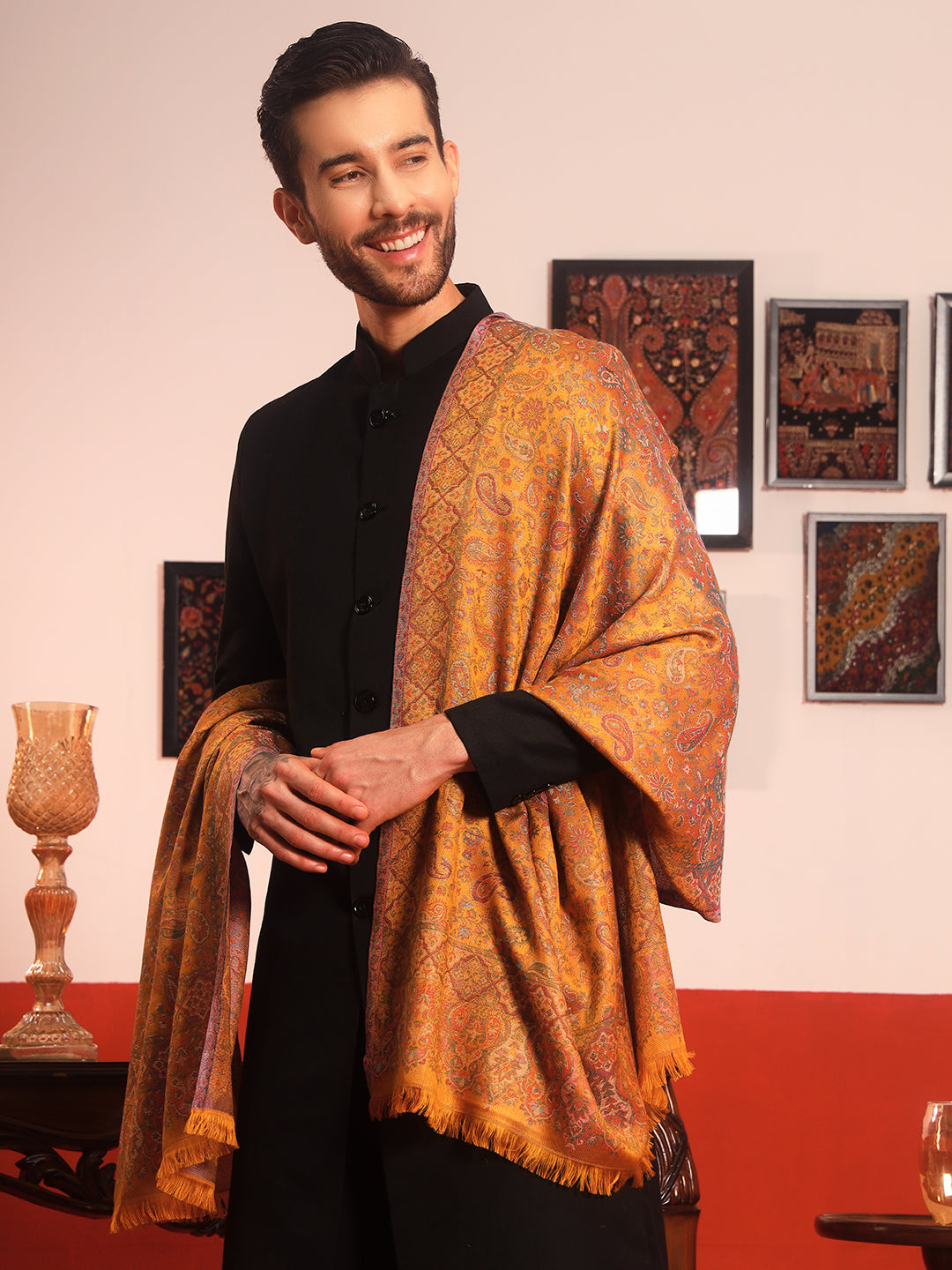 Pashmoda Men Mehrang Kaani Stole (Size : 71X203 CM)