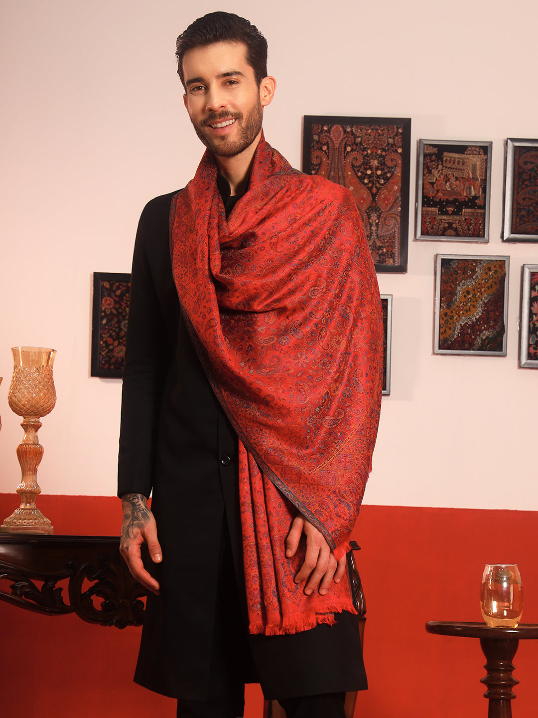 Pashmoda Men Mehrang Kaani Stole (Size : 71X203 CM)