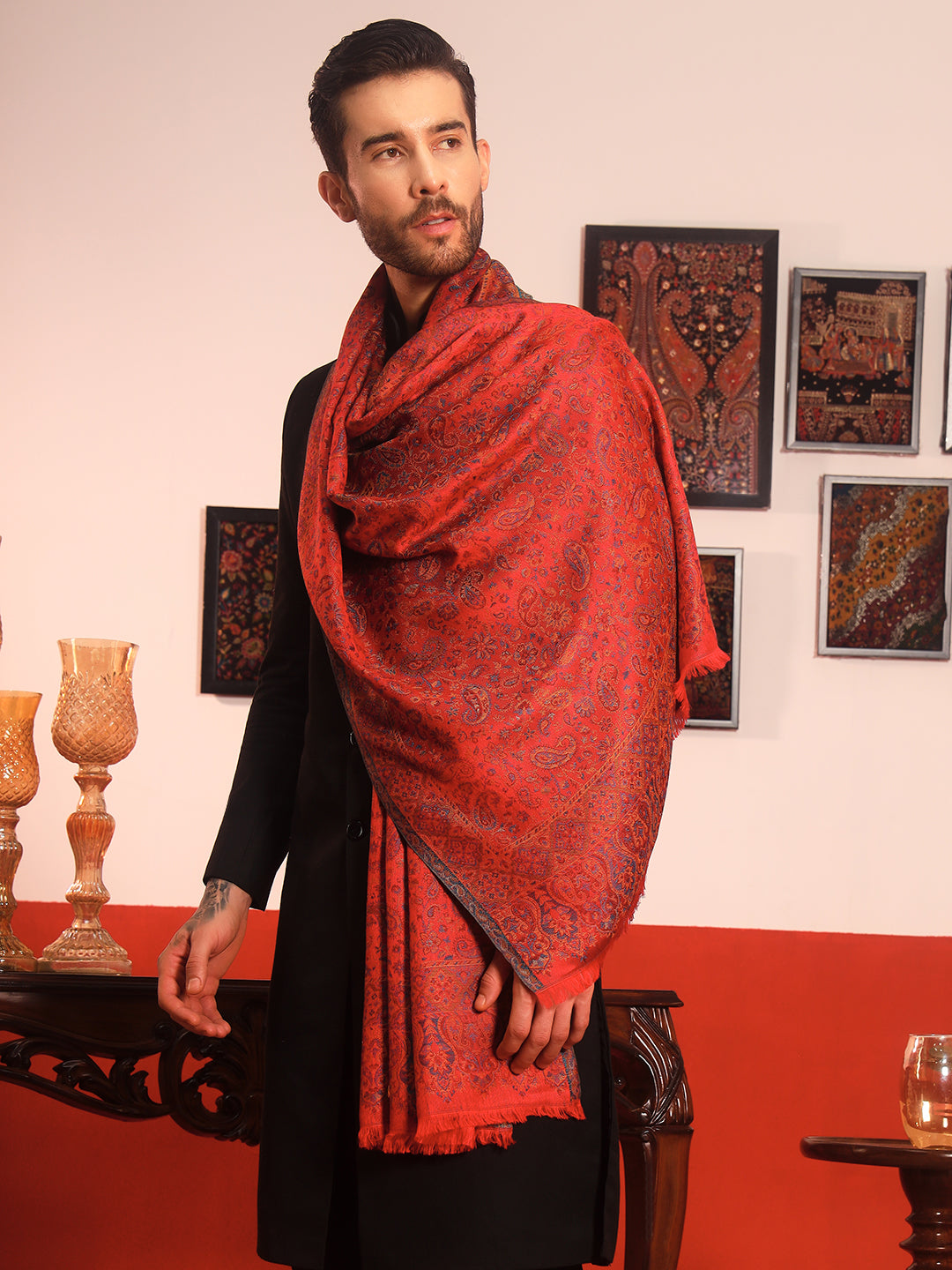 Pashmoda Men Mehrang Kaani Stole (Size : 71X203 CM)