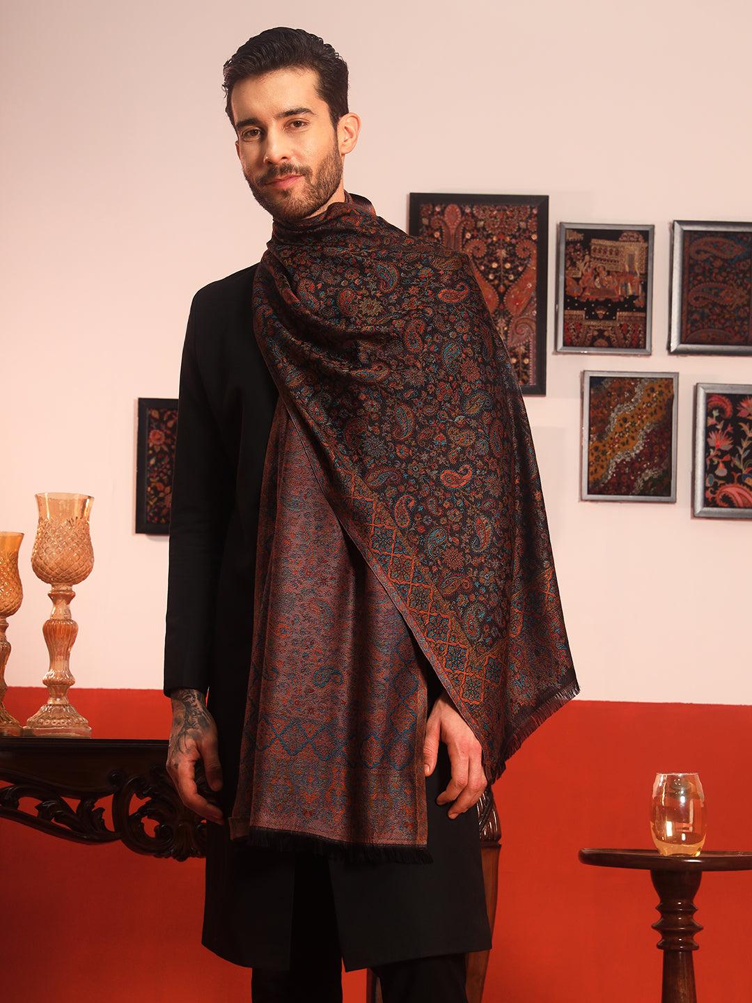 Pashmoda Men Mehrang Kaani Stole (Size : 71X203 CM)