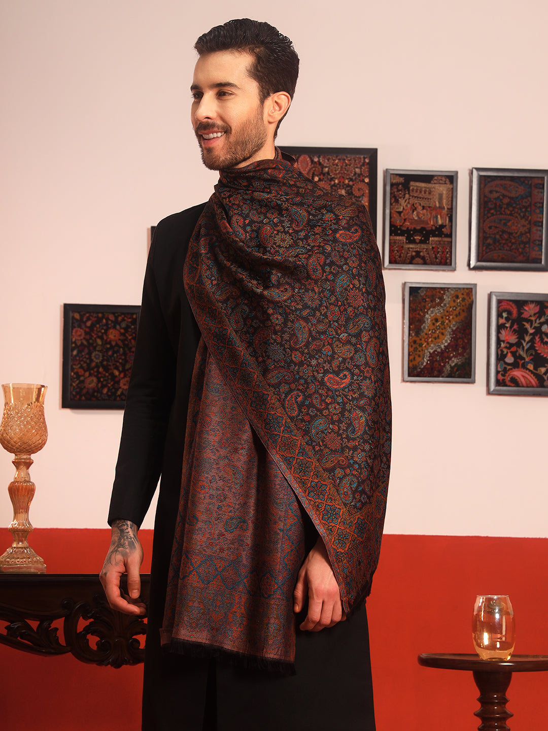 Pashmoda Men Mehrang Kaani Stole (Size : 71X203 CM)