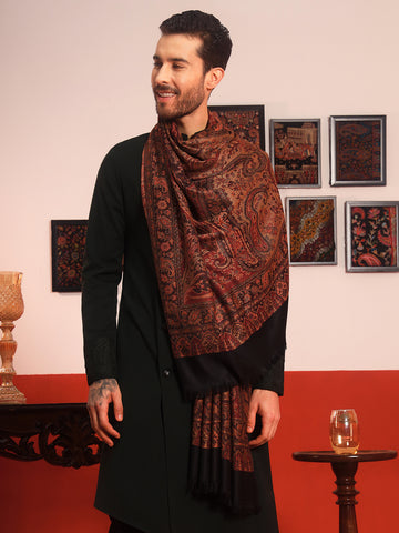 Men Shahnaz Jamawar Woollen Shawl (Size: 101x203 CM)