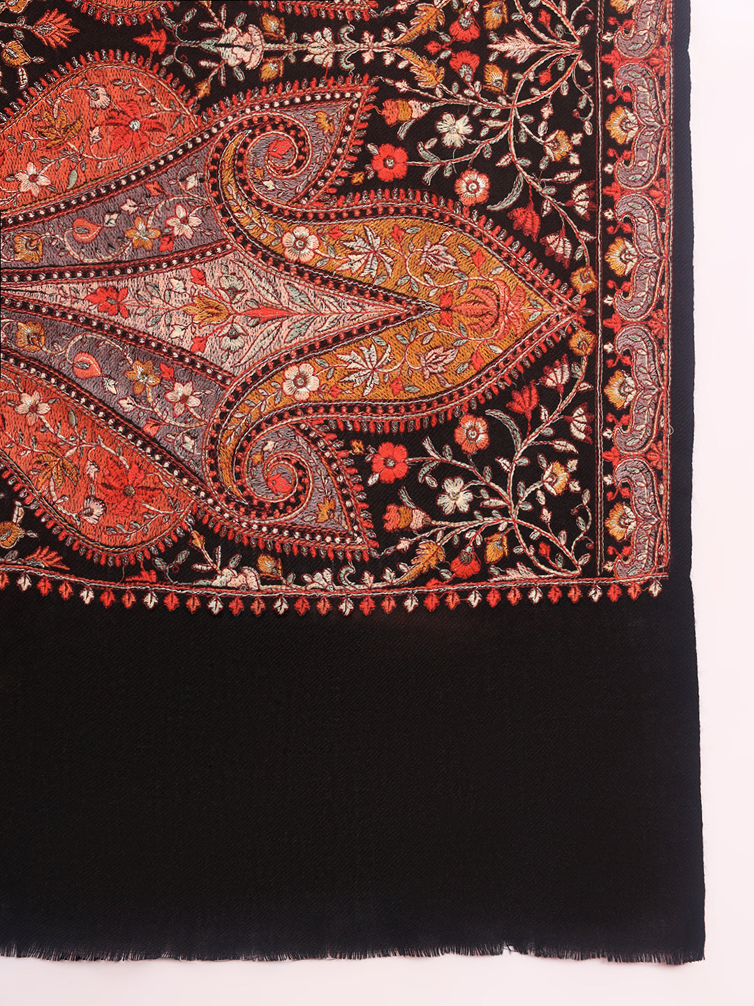 Pashmoda Men Mahnoor 100% Pure Wool Sozni Hand Embroidered Shawl (Size: 101x203 CM)