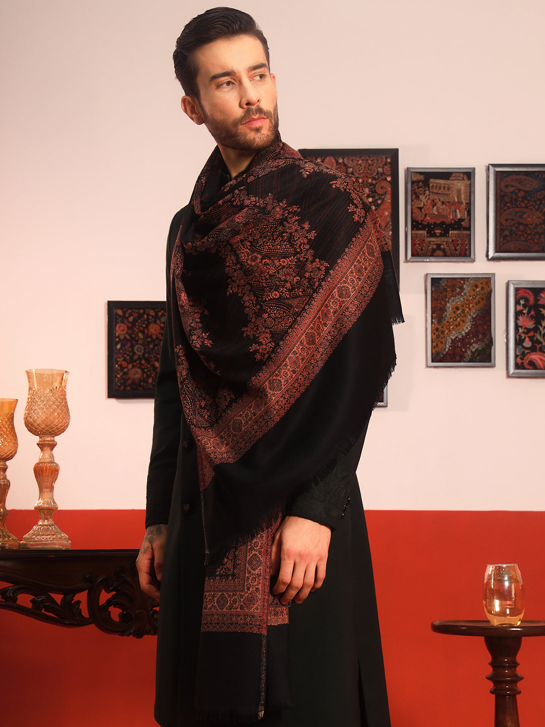 Pashmoda Men Kohsar Kashmiri Jamawar Woven Shawl (Size: 101X203 CM)