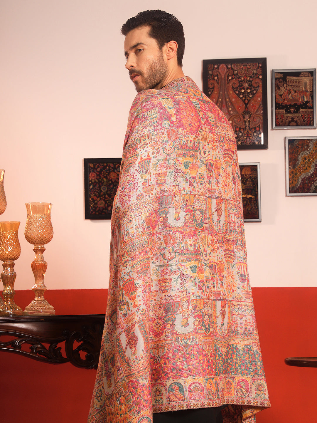 Pashmoda Men Zewar Zari Kaani Fine Wool Shawl (Size: 101X203 CM)