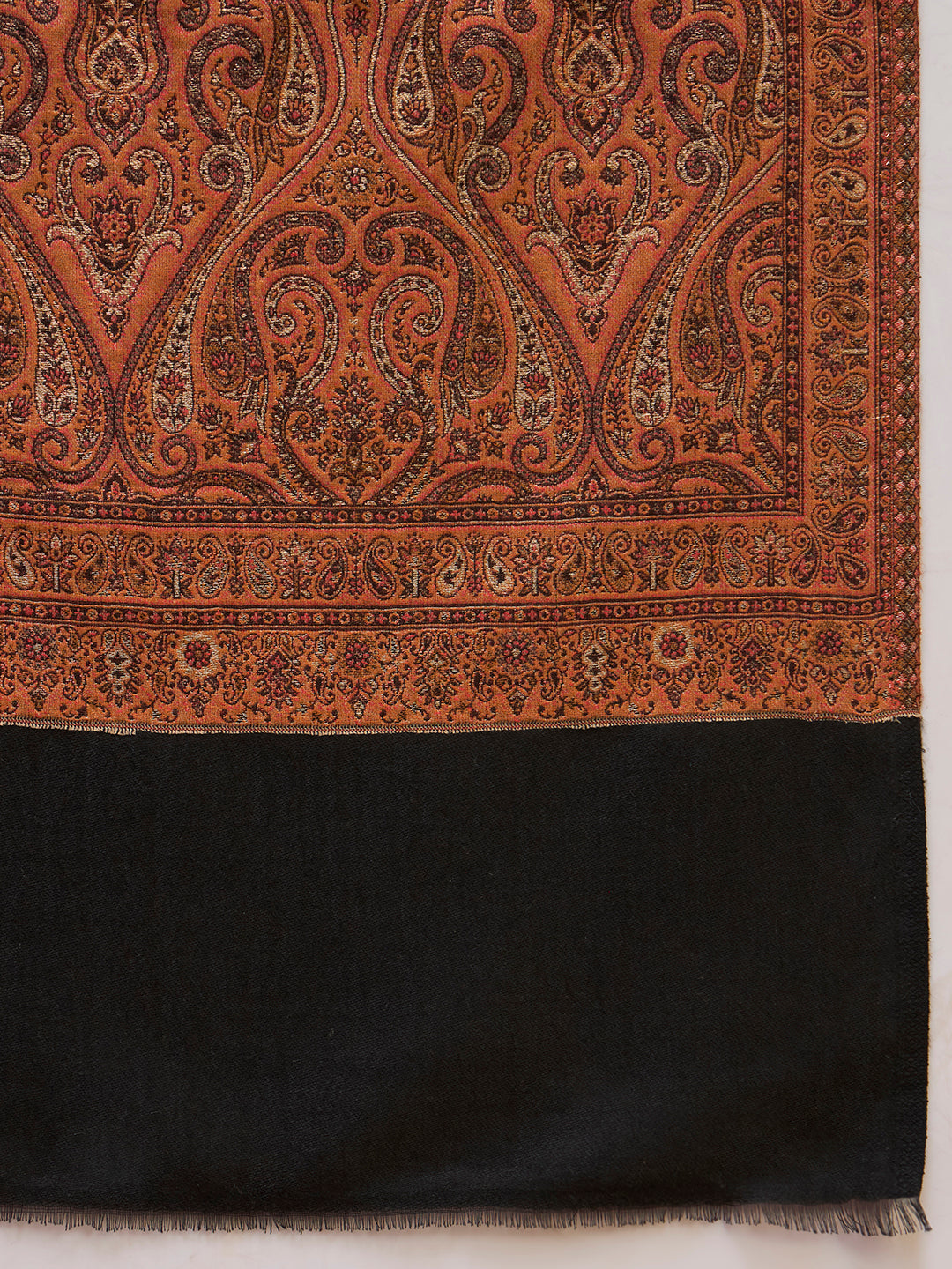 Pashmoda Men Regal Reversible Kaani Zari Shawl, Rich All-Over Zari Woven Design, Authentic Kashmiri Pashmina Style Wrap, Medium Gents Lohi, Gift Box Packed, Black Colour (40 x 80 Inches)