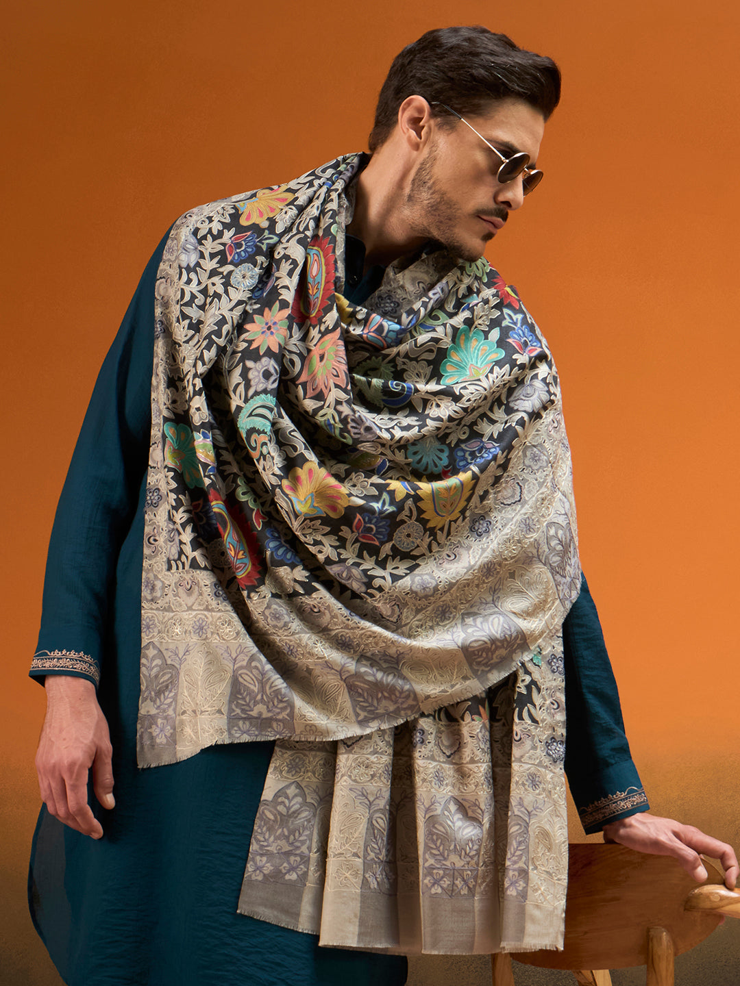 Men Waqar Kalamkari Embroidered Shawl