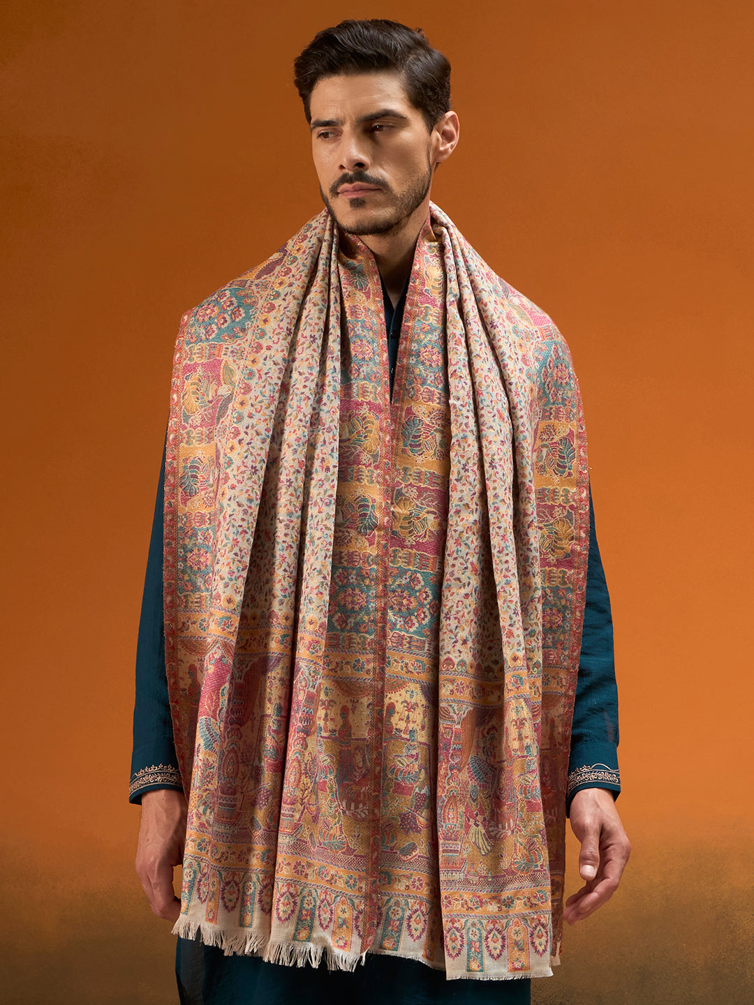 Men Persian Court Fine Wool Kaani Shawl