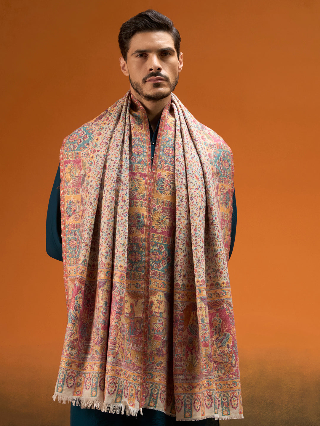 Men Persian Court Fine Wool Kaani Shawl