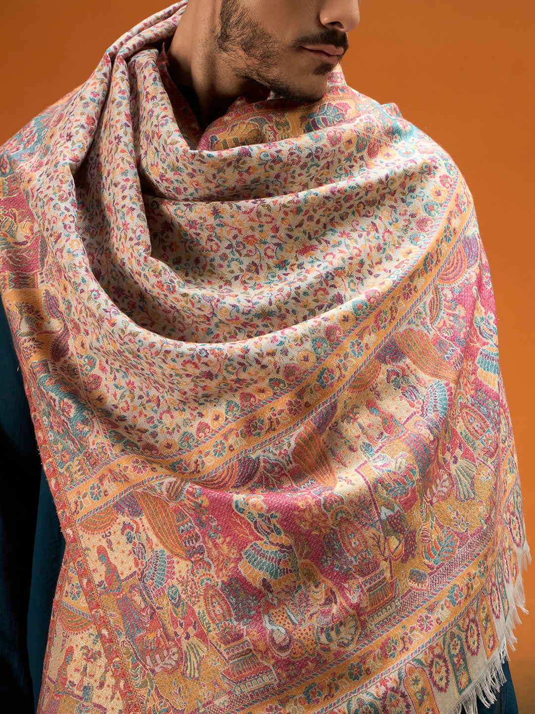 Men Persian Court Fine Wool Kaani Shawl