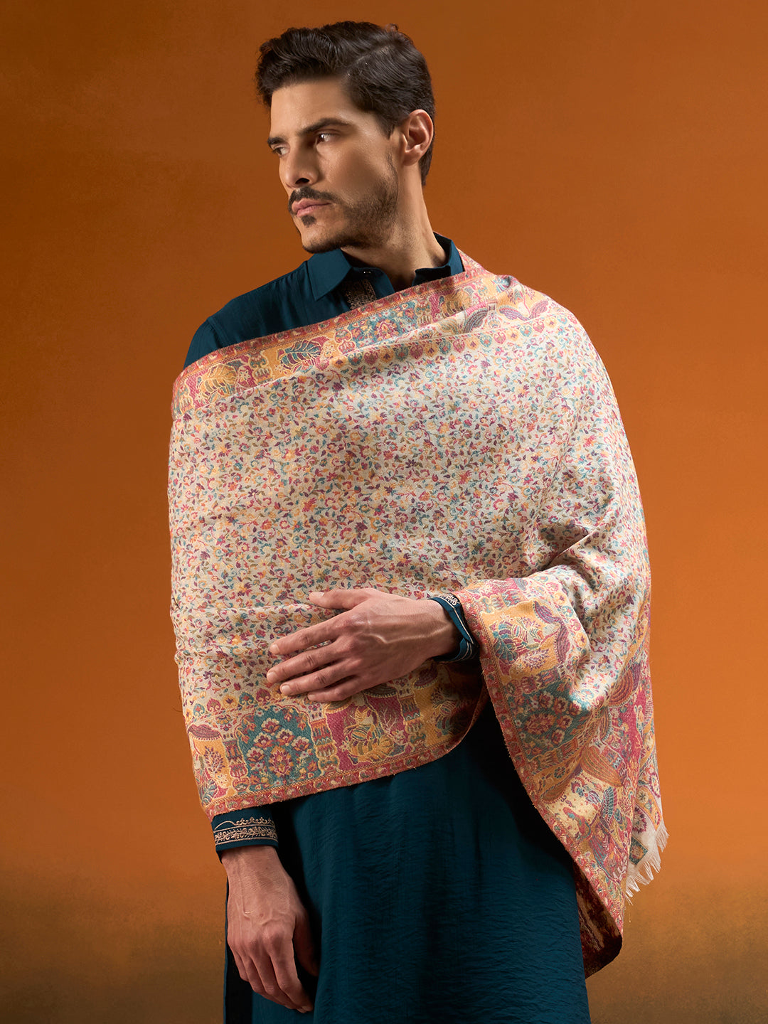 Men Persian Court Fine Wool Kaani Shawl