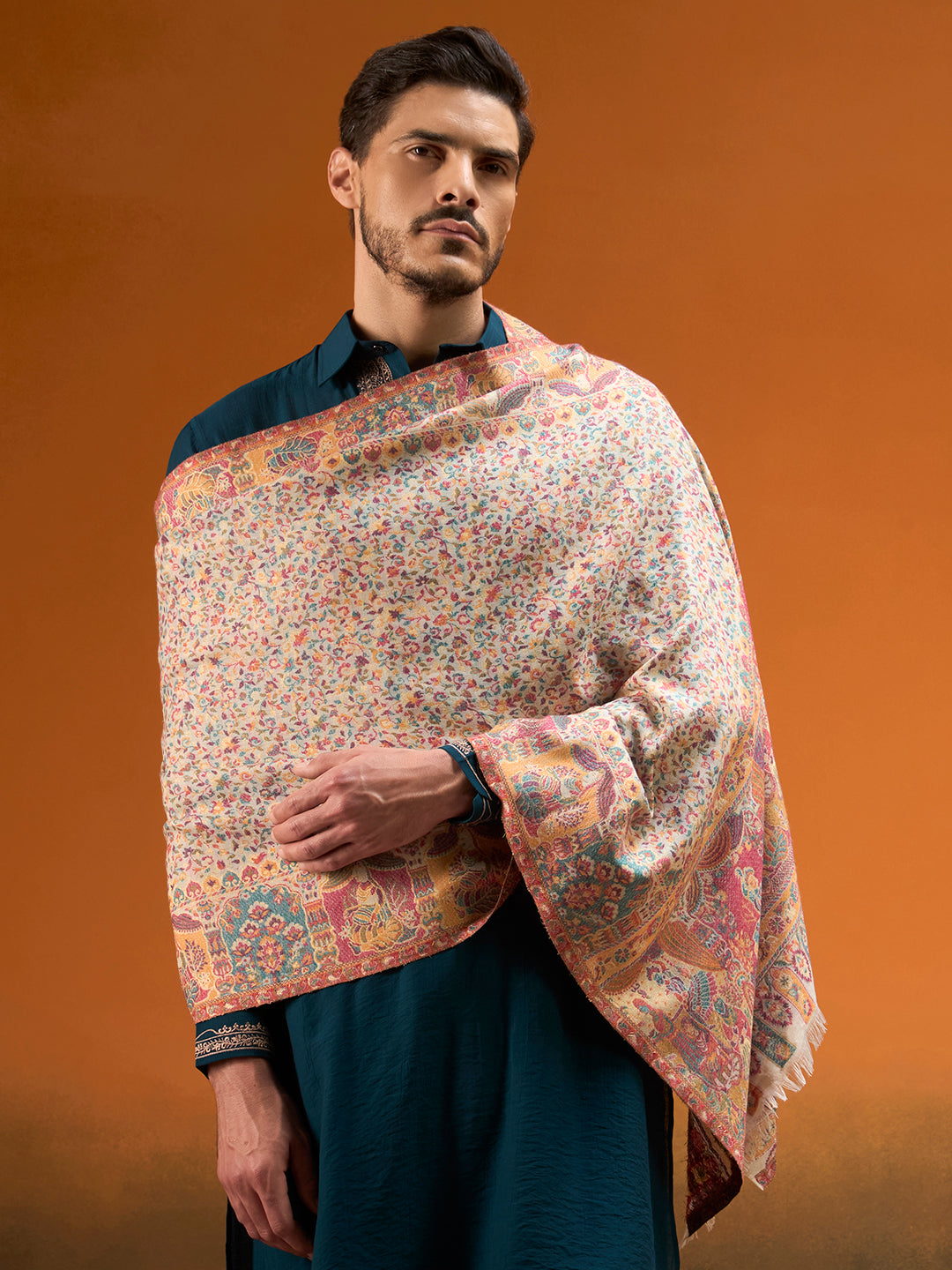 Men Persian Court Fine Wool Kaani Shawl
