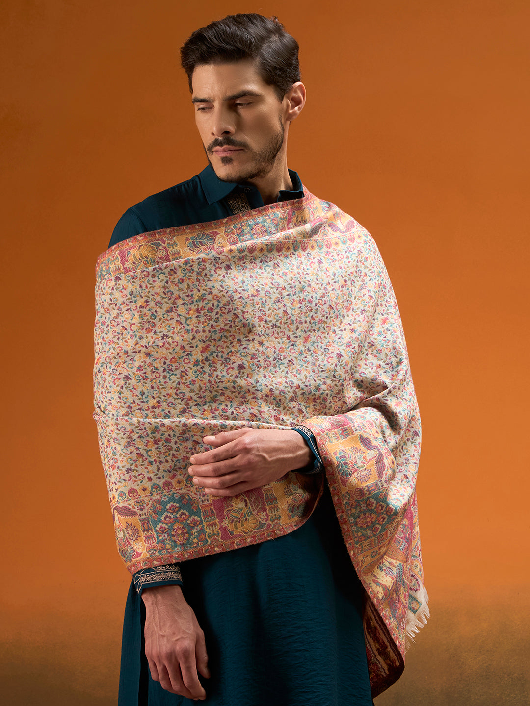 Men Persian Court Fine Wool Kaani Shawl