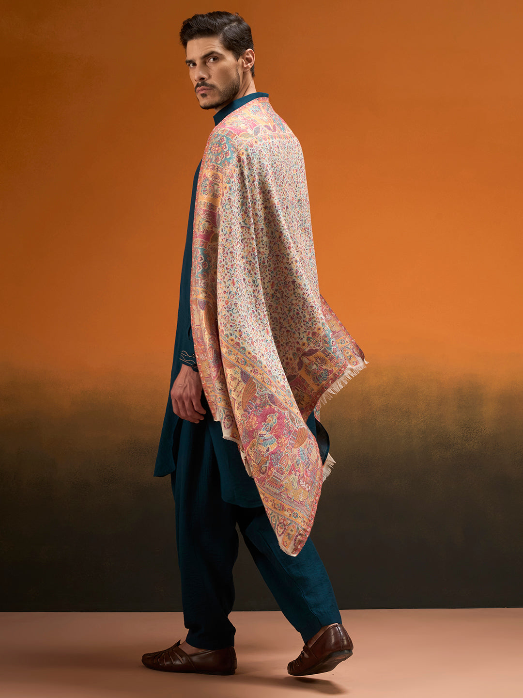 Men Persian Court Fine Wool Kaani Shawl