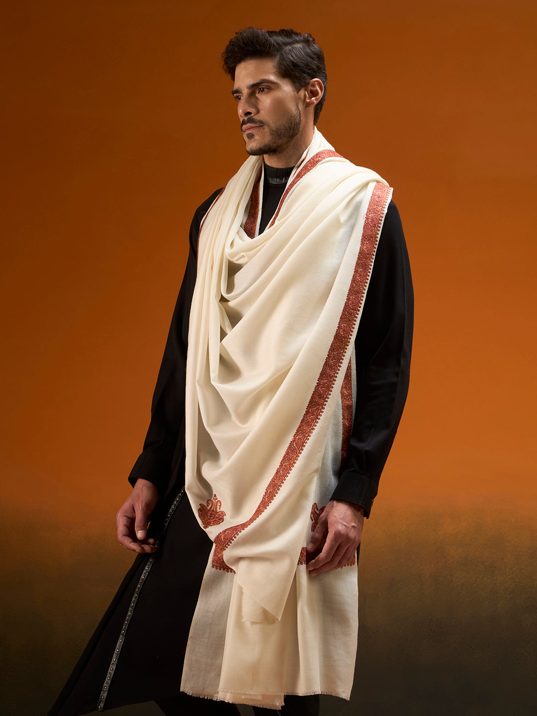 Men kashida Kingri Embroidered Lohi Shawl