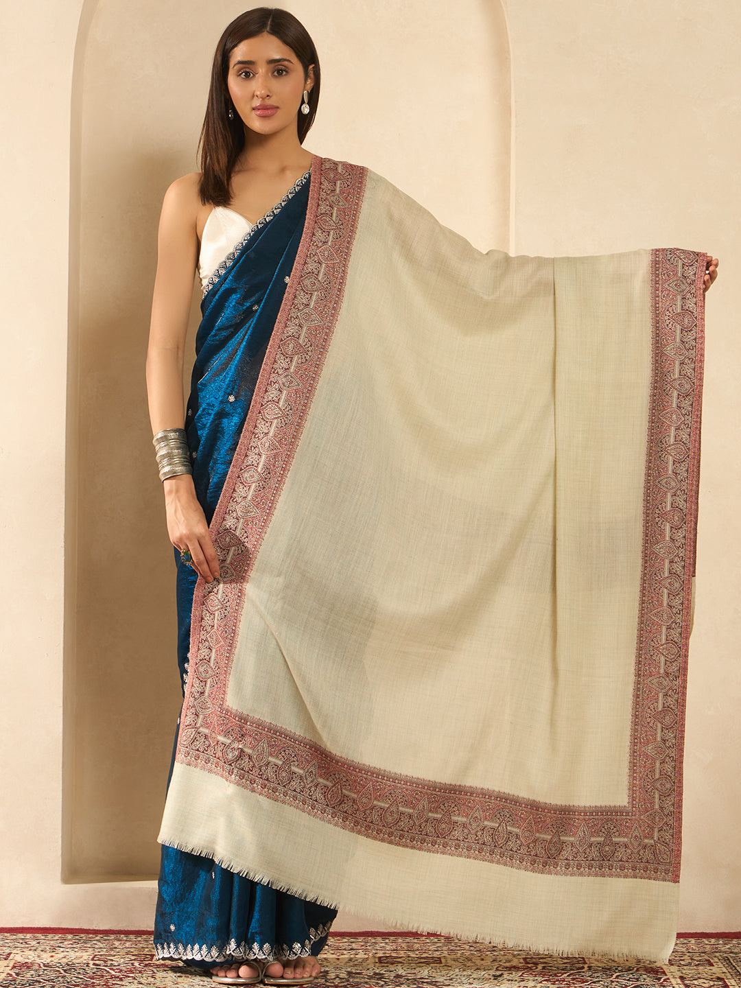 Women Shikoh Kashmiri Jamawar Woven Shawl
