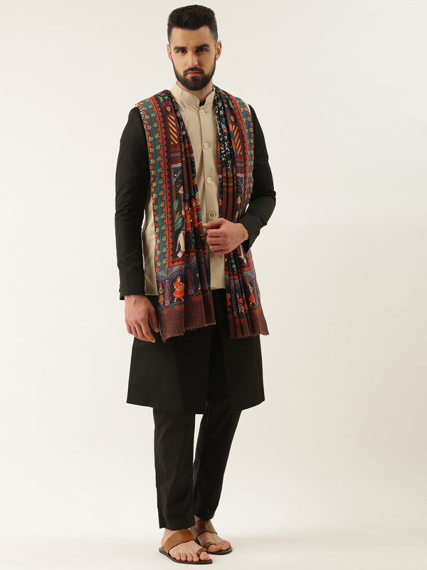 Women's Pure Wool Printed Shikaardar Lohi, Shawl (Size 101X203 CM)