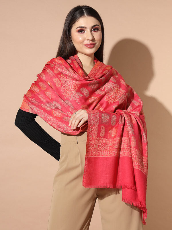 Women Firoza Woven Design Jamawar Shawl (Size 101X203 CM)