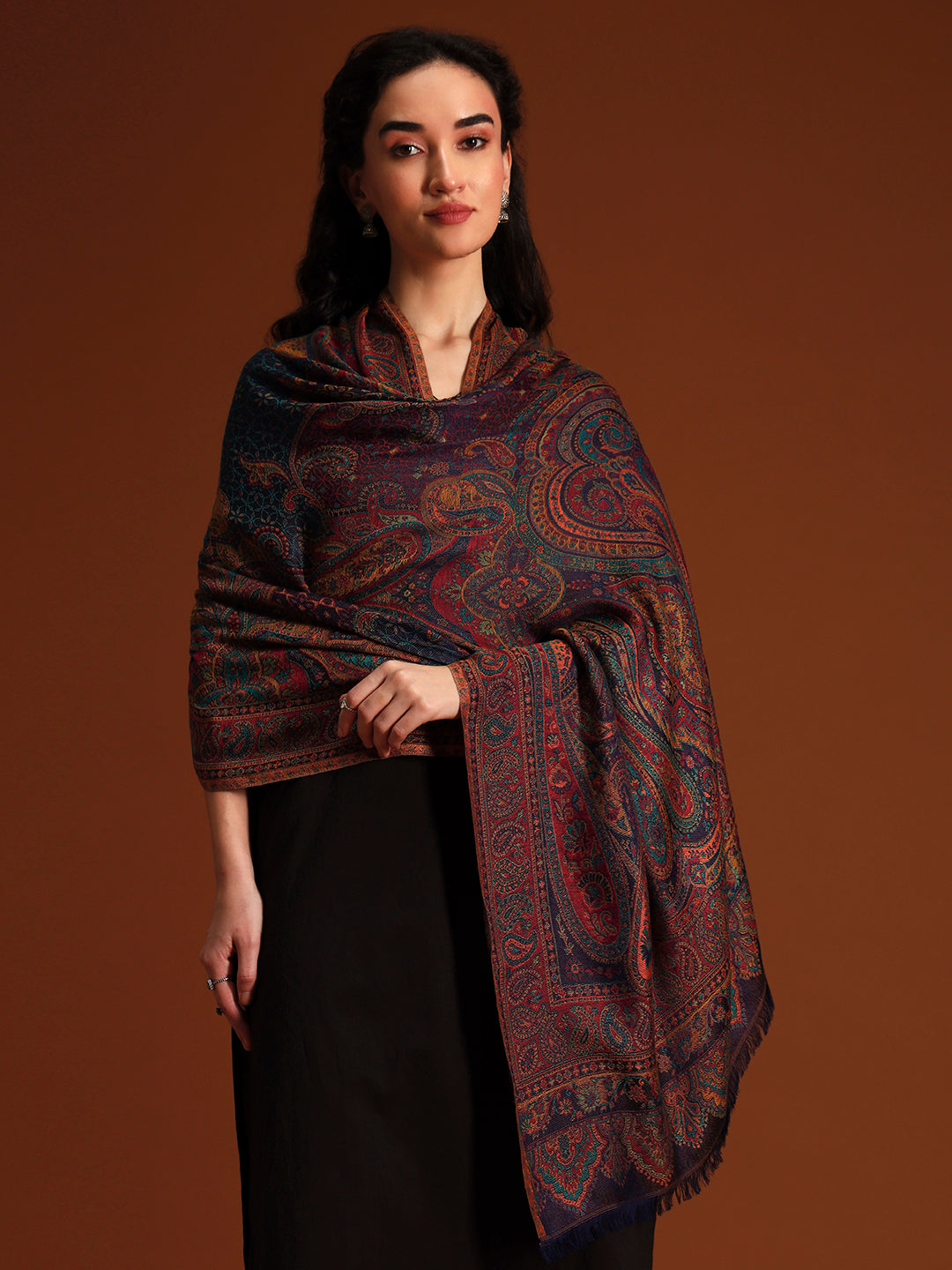 Pashmoda Women  Grand Paisley Kaani Wool Blend Kashmiri Shawl, Stole, Scarf | Luxury Pashmina Jamawar Soft Warm Evening Wrap (Size 40X80 inches )