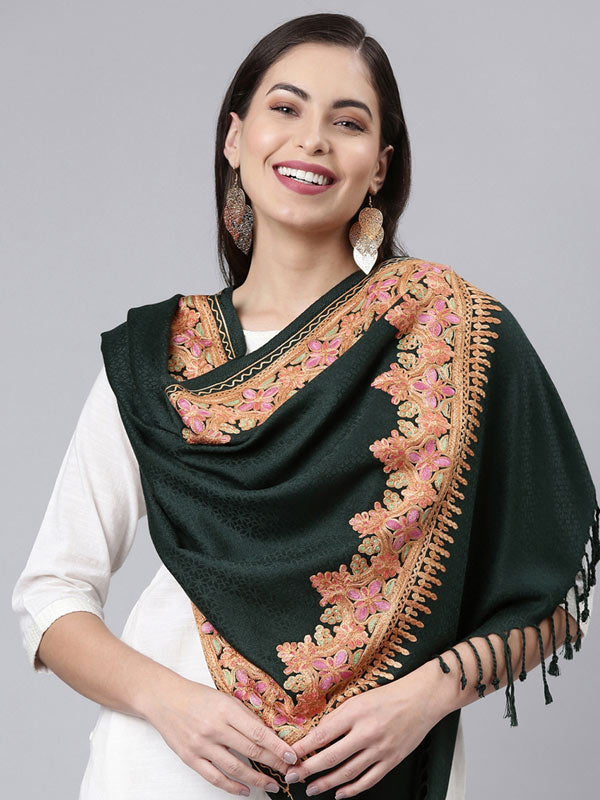 Women's Ghazal Kashmiri Aari Embroidery Stole (Size: 71X203 CM)