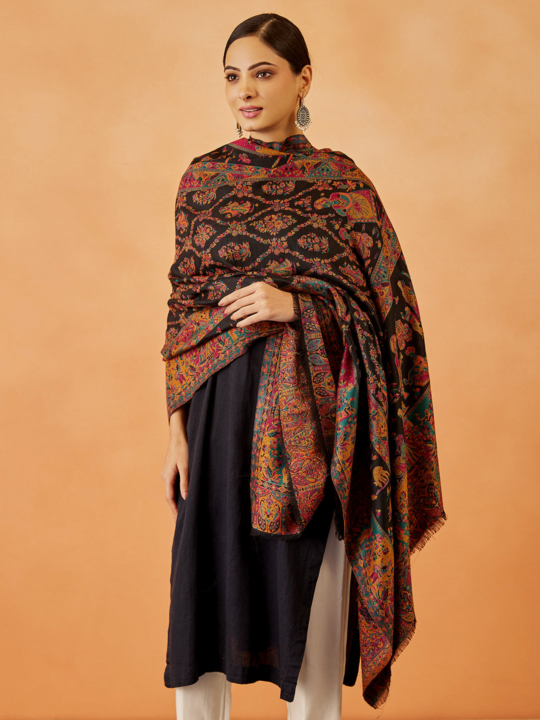 Women Gulbahar Kaani Wool Blend Kashmiri Shawl (Size: 101X203 CM)