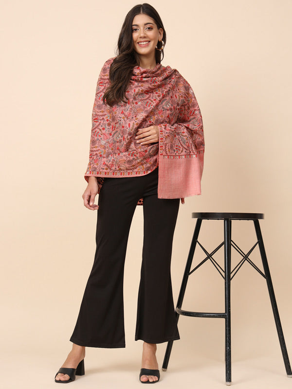 Women Gilkaari Pure Wool Embroidered Shawl (Size 101X203 CM)