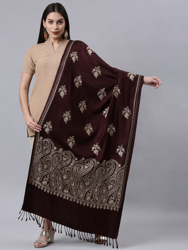 Women's Firdousi Aari Embroidered Kashmiri Stole (Size: 71x203 cm)