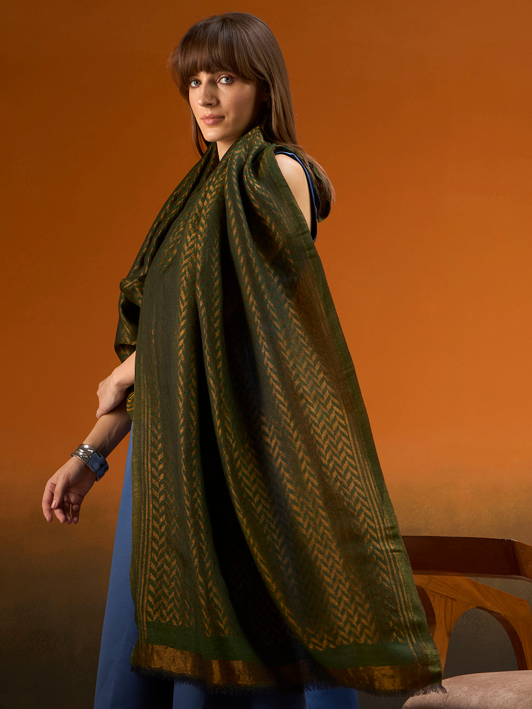 Women Heritage chevron Zari Stole