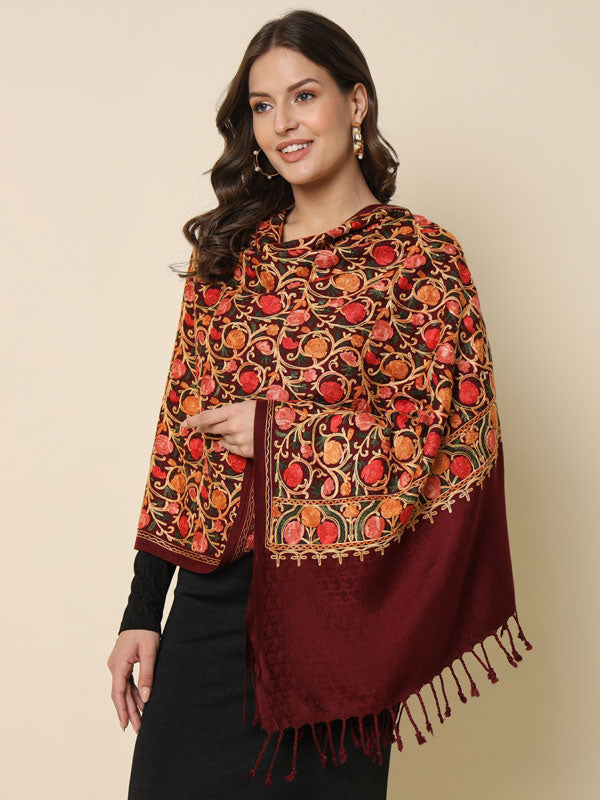 Pashmoda  Women's Embroidered Stole (Size 71X203 CM)