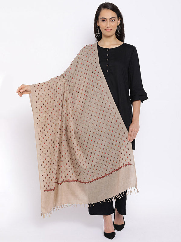 Pure Wool Hand Embroidered Kashmiri Shawl (Size: 101 X 203 Cms)
