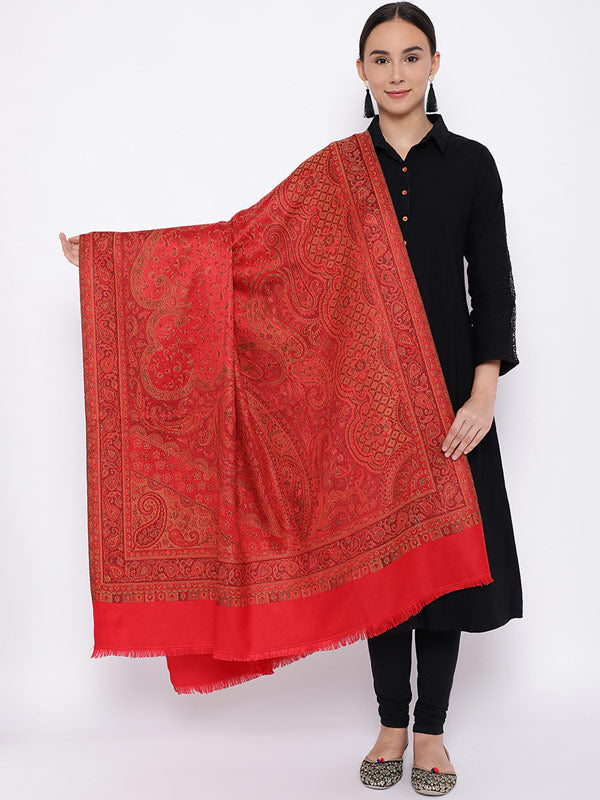 Wool Blend Jamawar Shawl (Size: 101X203 CM)
