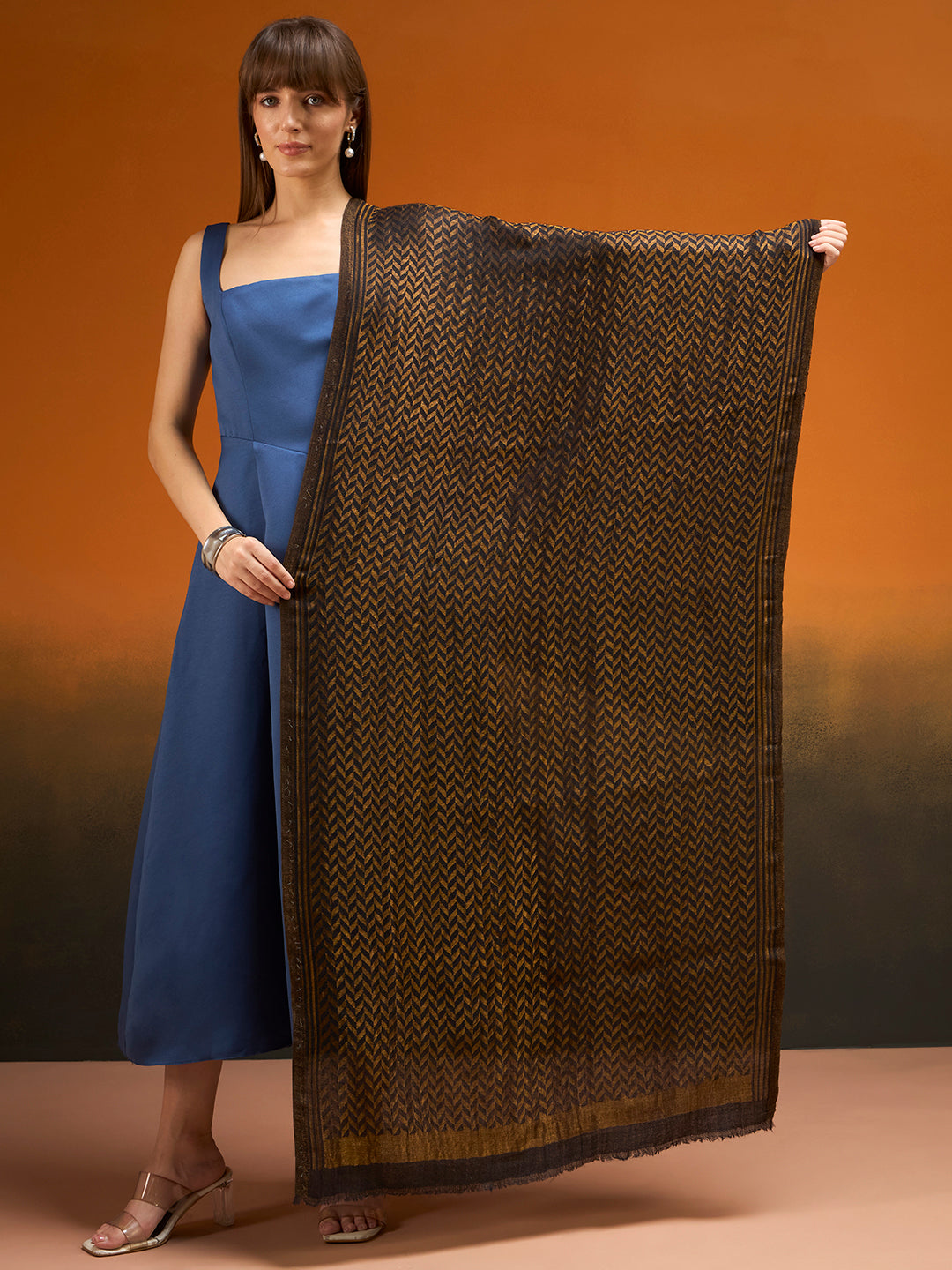 Women Heritage chevron Zari Stole