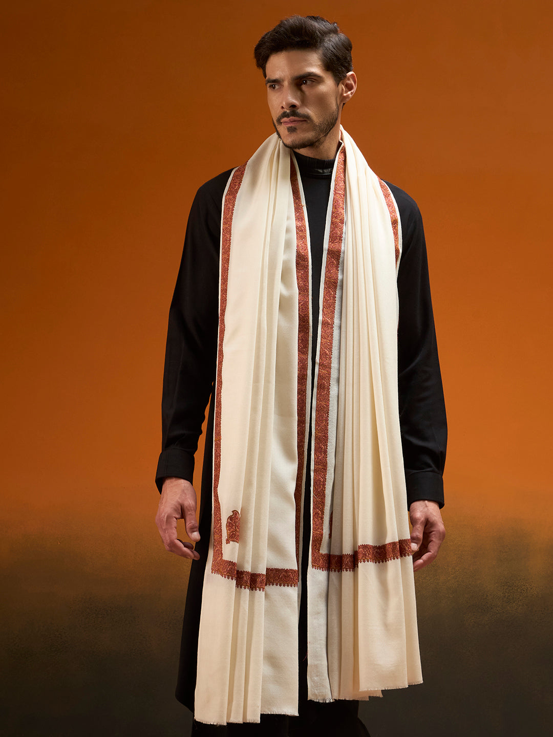Men kashida Kingri Embroidered Lohi Shawl