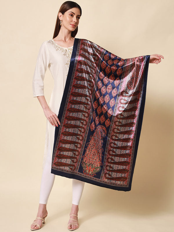 Ethnic Velvet Printed Stole, Jacquard Shawls (Size : 72X203 CM)